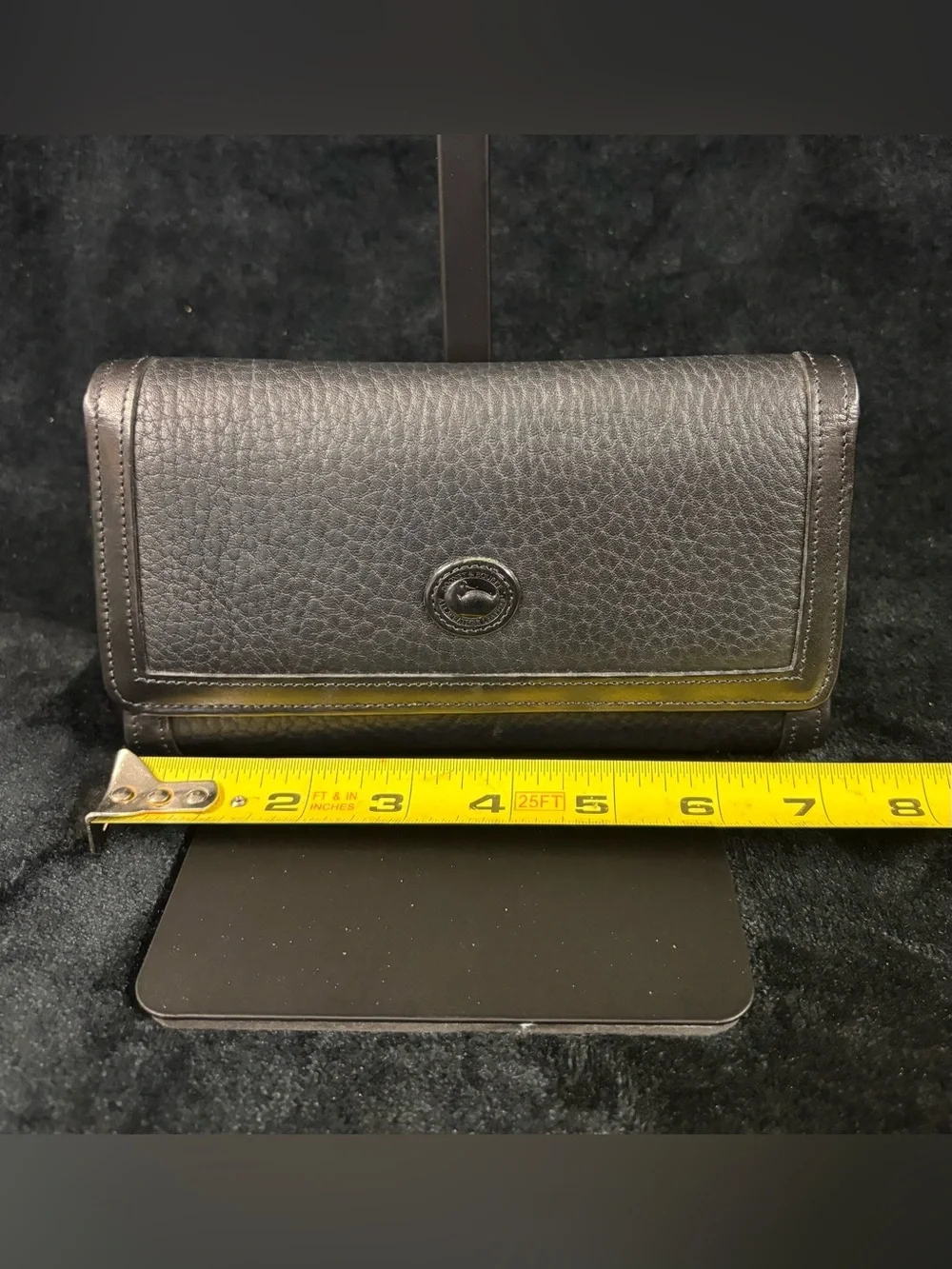 Vintage Dooney & Bourke Black All Weather Leather Wallet Gold Pen